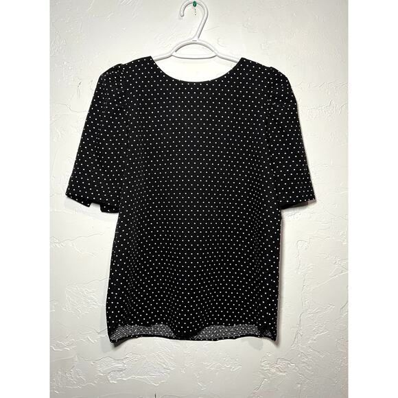 LOFT black polka dot blouse womens XS coquette witchy whimisigoth fairy grunge - Picture 1 of 6